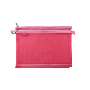 雯屋EASYMATE半透明网纱文件收纳袋双层大容量A4A5B5办公学生便携