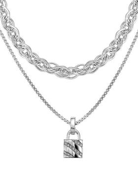 mfow锁住双层叠戴项链女高级设计