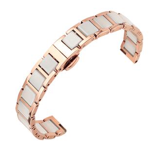 适配卡西欧陶瓷手表带 女SHEEN系列玫瑰金色精钢手表链12 14 16mm