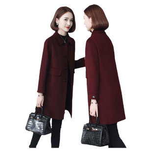 高端双面绒大衣女中长款修身中老年妈妈羊毛呢子显瘦气质外套秋冬