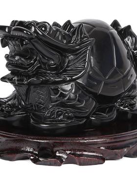 曜石龙龟摆件招财客厅玄关