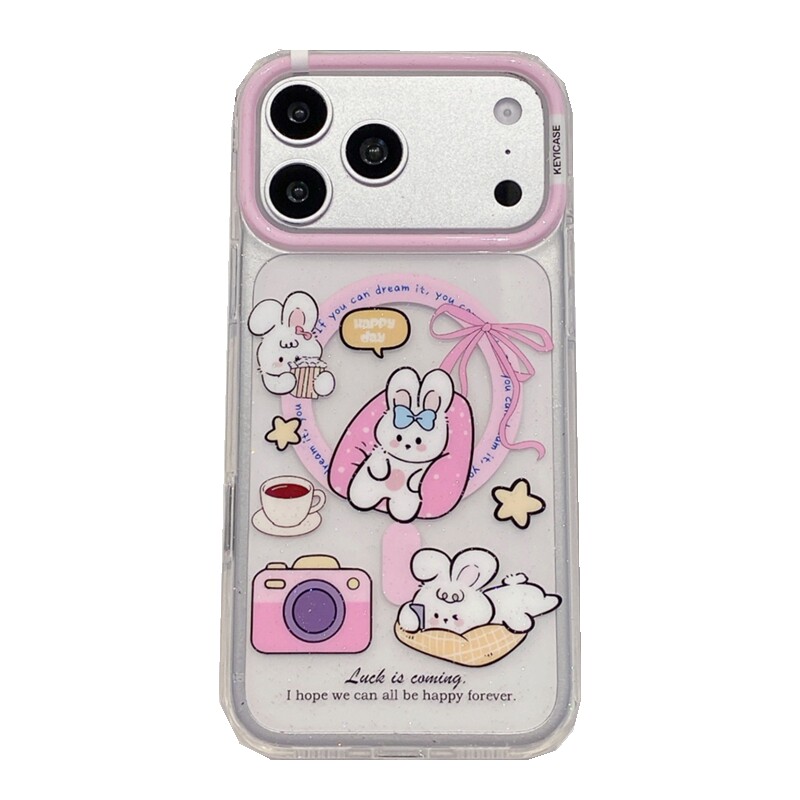 适用苹果系列iPhone17新款手机壳16promax14promax卡通相机小兔15promax13promax半包大孔磁吸网红女款保护套