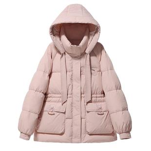 宛宛大码收腰羽绒服女2026冬新款胖mm宽松显瘦白鸭绒保暖连帽外套