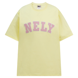 NELY小尼力复古运动凉感索罗娜T恤情侣学院风LOGO贴布绣短袖男女