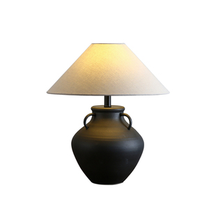 侘寂风手工复古陶罐台灯客厅茶几卧室床头布罩摆件民宿氛围灯具·