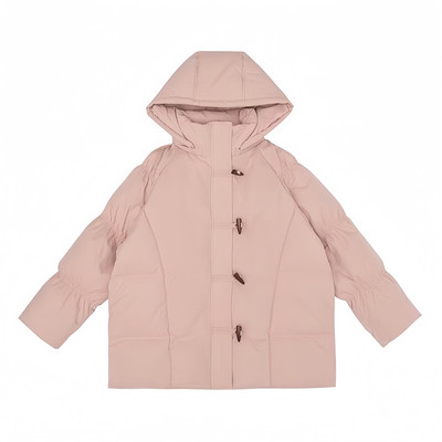 晶煊韩系冬装牛角扣连帽羽绒棉袄