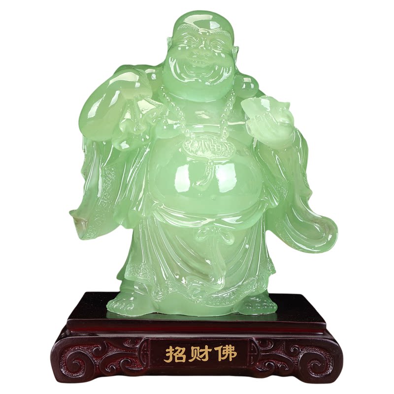 翡翠玉色笑口常开弥勒佛招财摆件