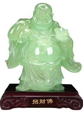 翡翠玉色笑口常开弥勒佛招财摆件