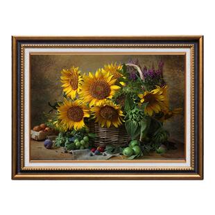 暖意向阳】美式复古风餐厅挂画向日葵饭厅墙画卧室壁画客厅装饰画