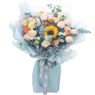 玫瑰绣球混搭花束广州鲜花速递同城东莞杭州青岛苏州生日配送花店