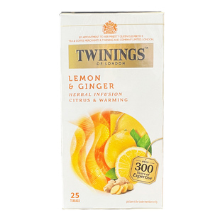 twinings英国川宁柠檬干姜味花草茶 无咖啡因 柠檬姜茶袋泡茶茶包