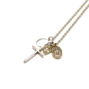 日本AMP JAPAN纯银精致成熟小十字黄铜圣圣项链品质日本制