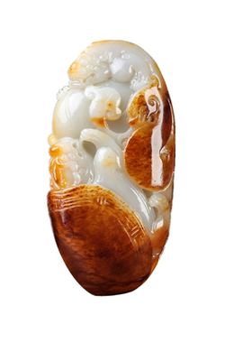 和田玉籽料貔貅如意手把件