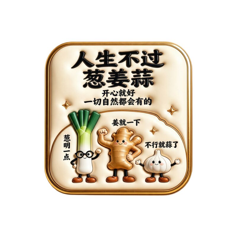 人生不过葱姜蒜亚克力磁吸冰箱贴