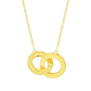 三八节礼物周大生环环相扣18K黄金项链双环彩金锁骨链套链送女友