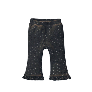 女童加绒裤子加厚夹棉2026新款女孩波点喇叭裤宝宝纯棉休闲打底裤