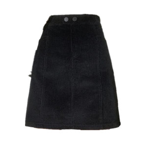 大码灯芯绒高腰a字短裙秋冬遮胯ins显瘦半身裙胖mm百搭黑色包臀裙