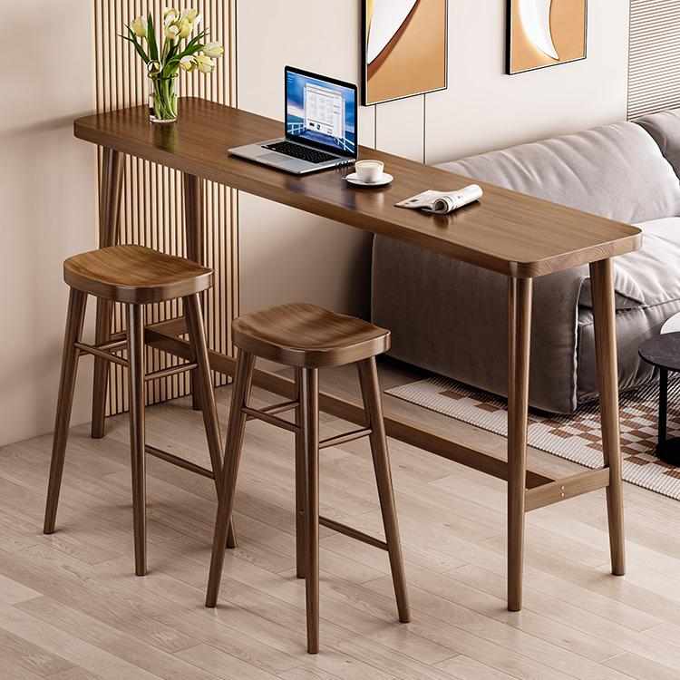北欧实木吧台家用客厅餐桌隔断桌简约阳台靠墙长条桌高脚桌椅民宿