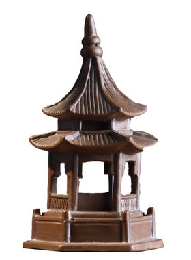 陶瓷禅意六角亭微景观装饰品摆件