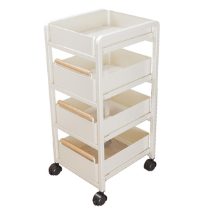 原木风厨房蔬菜小推车置物架卧室可移动置物架落地零食书架子