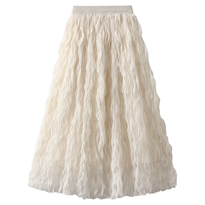 J895-微醺烫卷褶皱纱裙