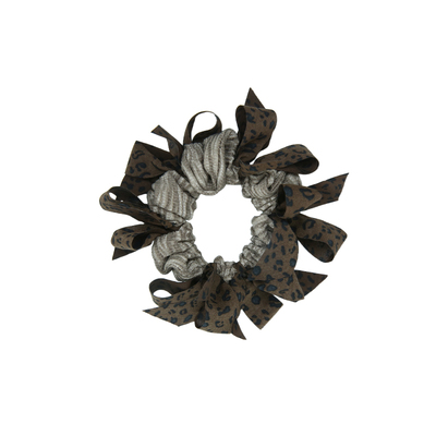 高级感气质豹纹飘带蝴蝶结发圈