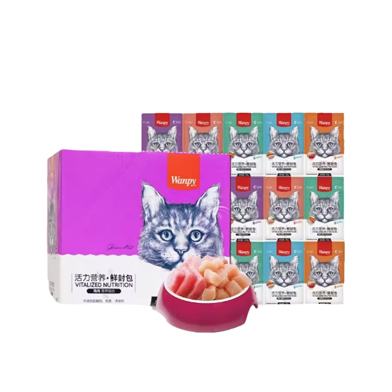 wanpy顽皮happy100鲜封包猫咪零食成幼猫肉泥鲜肉羹湿粮包猫零食