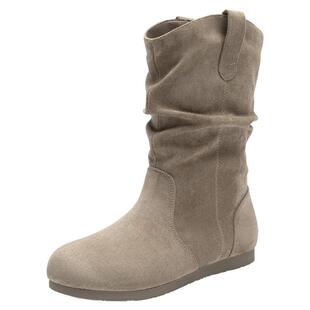 大东时装靴女鞋2025年冬季新款时尚圆头平底堆堆靴西部牛仔靴