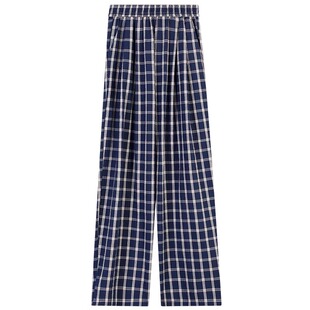 微胖mm300斤格子裤女春夏2026新款高腰大码显瘦松弛感休闲阔腿裤