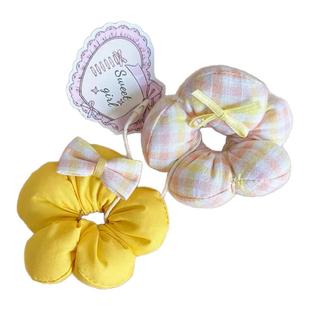 奶黄色可爱花朵儿童发圈女童马尾发绳不伤发宝宝扎头发皮筋头绳