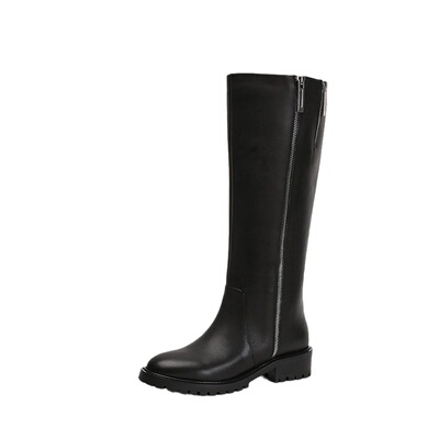 大筒围加肥真皮舒适不过膝长筒靴