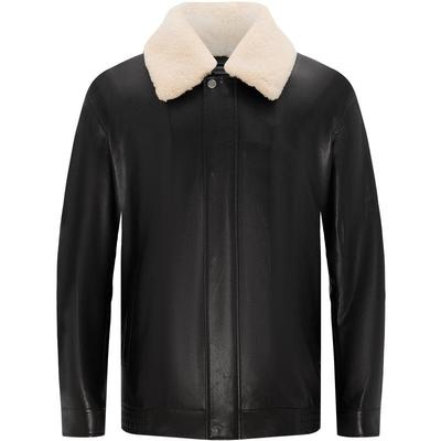 EMZ鄂尔多斯【绵羊毛 鹅绒内胆】男装皮衣25新款羽绒羊毛领外套