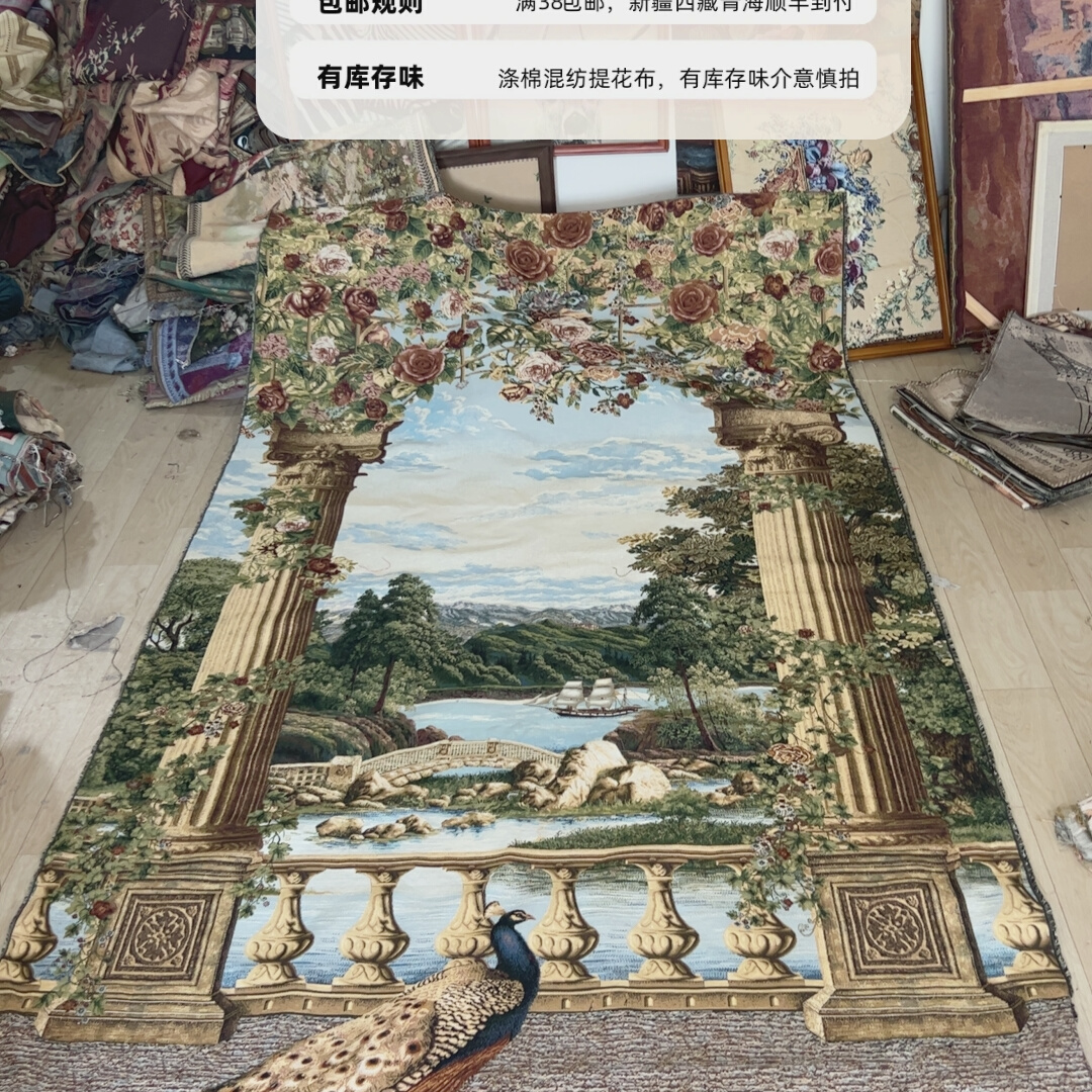 超大尺寸机织油画墙面装饰画壁挂墙布150×300左右图片