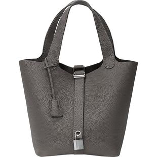 蠢小鱼diy手工包togo纹头层牛皮菜篮子包女手提水桶包自制材料包