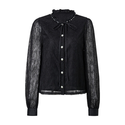 MAXRIENY高智感穿搭蕾丝雪纺衫25秋款通勤气质衬衫长袖上衣女