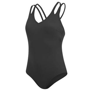 Speedo泳衣女泡温泉连体修身显瘦小黑裙泳衣女高级感防晒露背泳衣