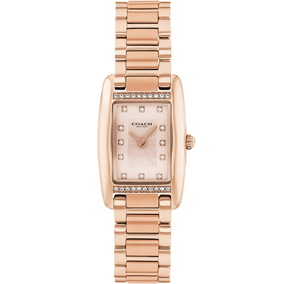 蔻驰人造水晶方盘钢带手表女表