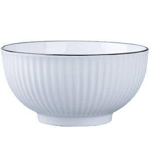 米饭碗10个装家用陶瓷吃饭碗2025新款北欧碗碟套装竖纹餐具防烫碗