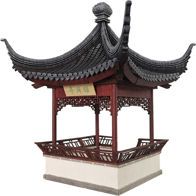 绿漪亭小木匠中式卯榫四角亭国风小屋木质结构古建筑拼装模型材料