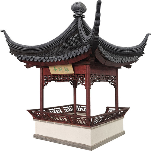 绿漪亭小木匠中式卯榫四角亭国风小屋木质结构古建筑拼装模型材料
