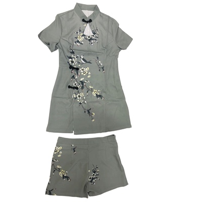 2020新款绣花旗袍修身足浴足疗女