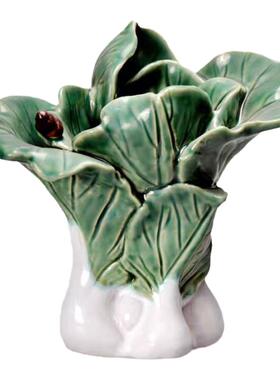 陶瓷仿真小白菜石湾公仔小旺盛水养植物花瓶花器种植盆景装饰摆件