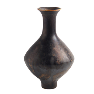 宋代美学禅意中古侘寂风复古陶瓷花瓶黑色陶罐摆件插花花器高级感