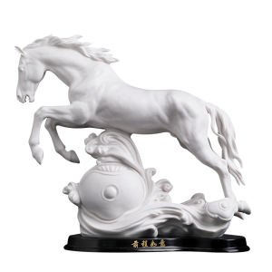 蔡国海中国白前程如意陶瓷马摆件