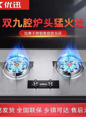优迅煤气灶家用猛火燃气灶双灶头九腔天然气双灶液化气双灶家用