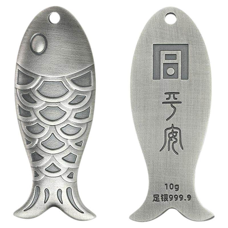 握白足银9999仿唐朝鱼符吊坠实心纯银10g白银做旧手把件新款礼物