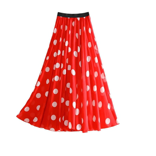 大摆裙雪纺半身裙夏女新款波点显瘦新疆舞蹈裙跳舞纱裙广场舞长裙