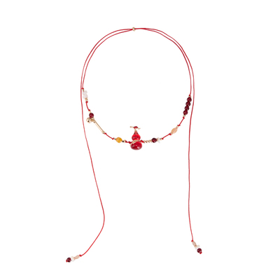 SUMIYAKI招财红绳葫芦抽拉项链