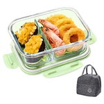 玻璃饭盒微波炉加热专用学生上班族带饭餐盒保鲜盒分隔密封便当碗