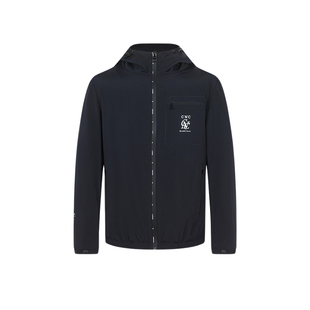 CNC男装奥莱拉链口袋连帽外套男春夏新款字母LOGO印花夹克上衣